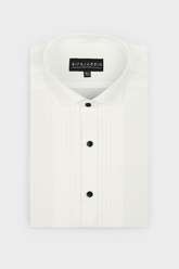 White Pintex Design Tuxedo Shirt