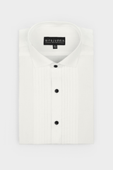 White Pintex Design Tuxedo Shirt