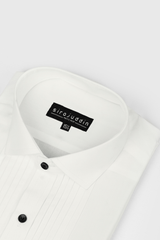 White Pintex Design Tuxedo Shirt