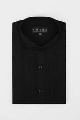 Black Pintex Design Tuxedo Shirt