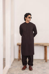 Dark Brown Wash & Wear Shalwar Kameez