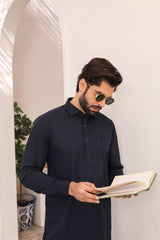 Navy Blue Wash & Wear Shalwar Kameez
