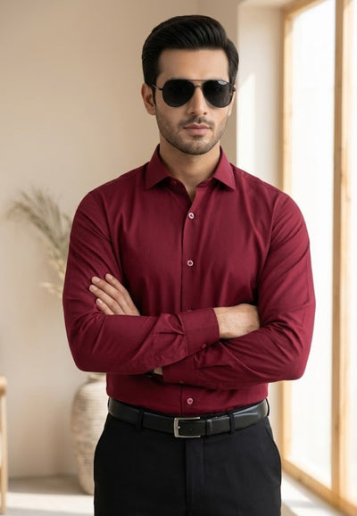 Maroon Cotton Formal Shirt