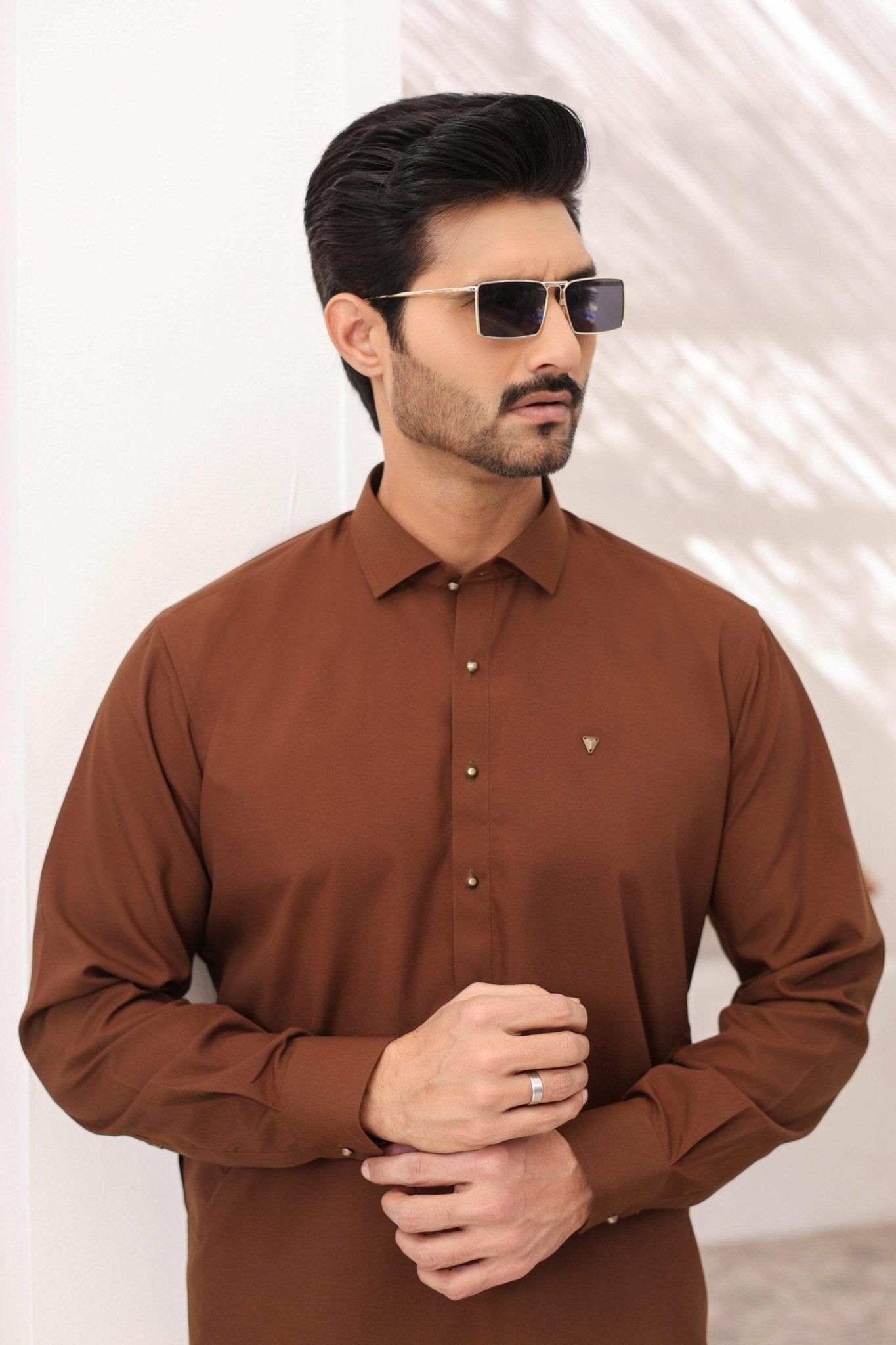 Brown Wash & Wear Shalwar Kameez