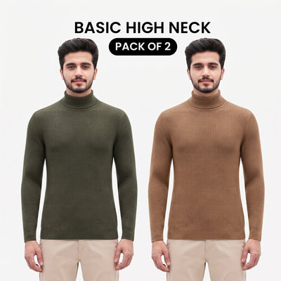 Pack Of 2 Basic High Neck
