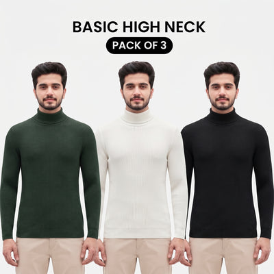 Pack Of 3 Basic High Neck